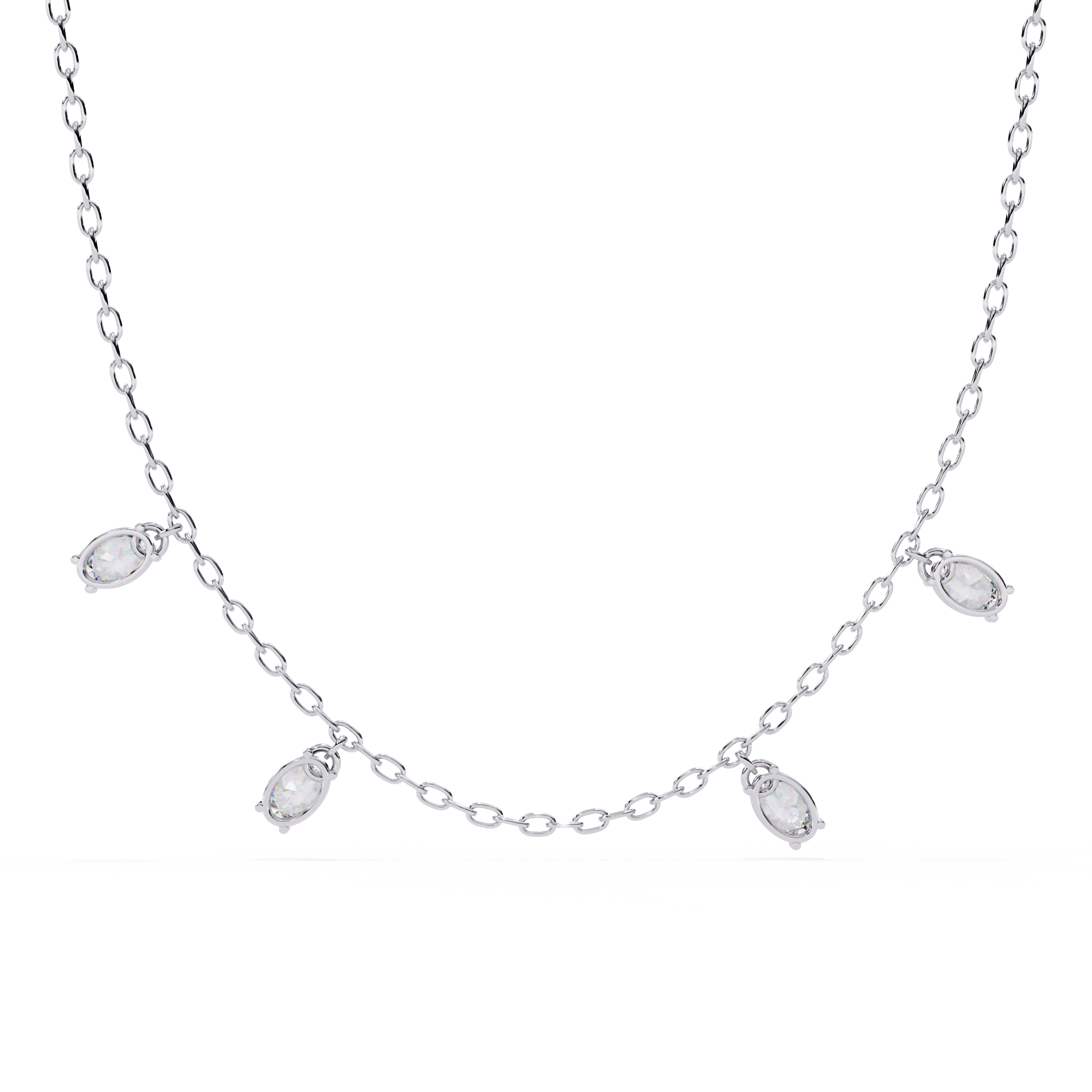 Solitairekart 1.45ct Four Bezel Set Oval Cut Natural Diamond Necklace-HI Color, VS-SI Clarity